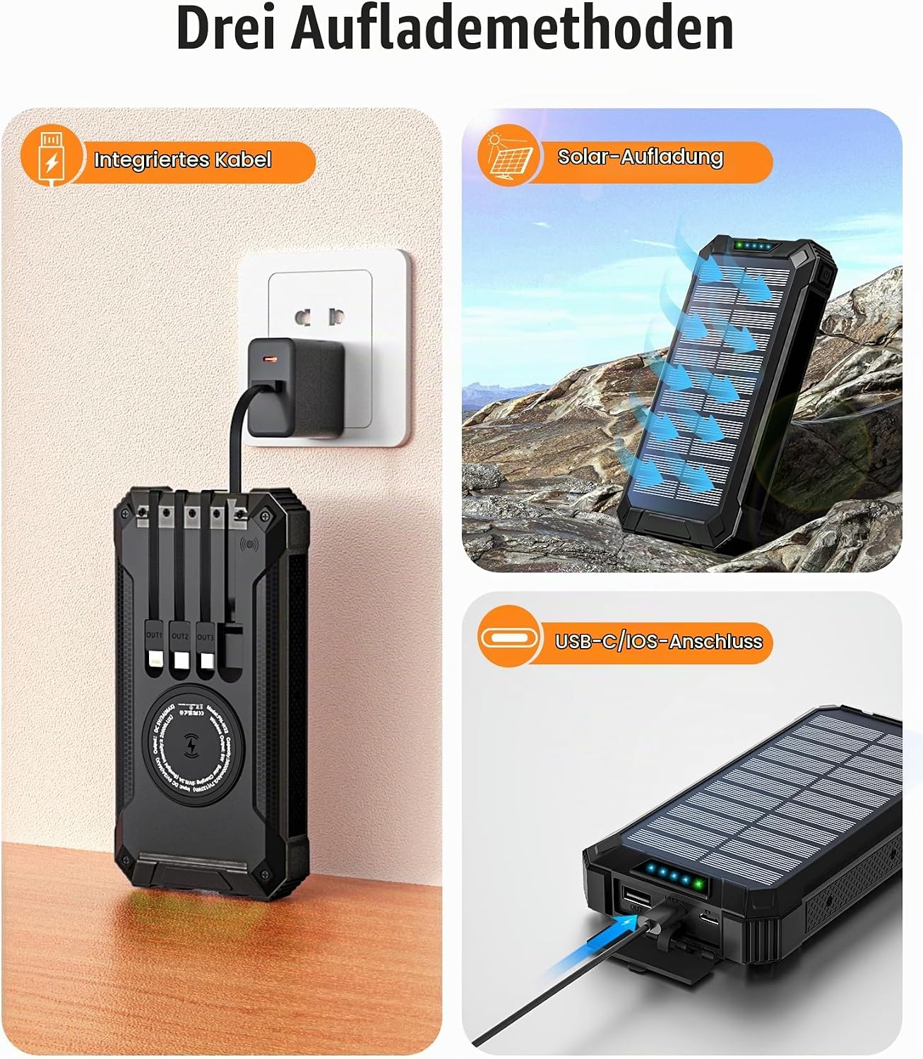 Соларна външна батерия Power Bank 26800mAh 15W – допълнителна снимка 6