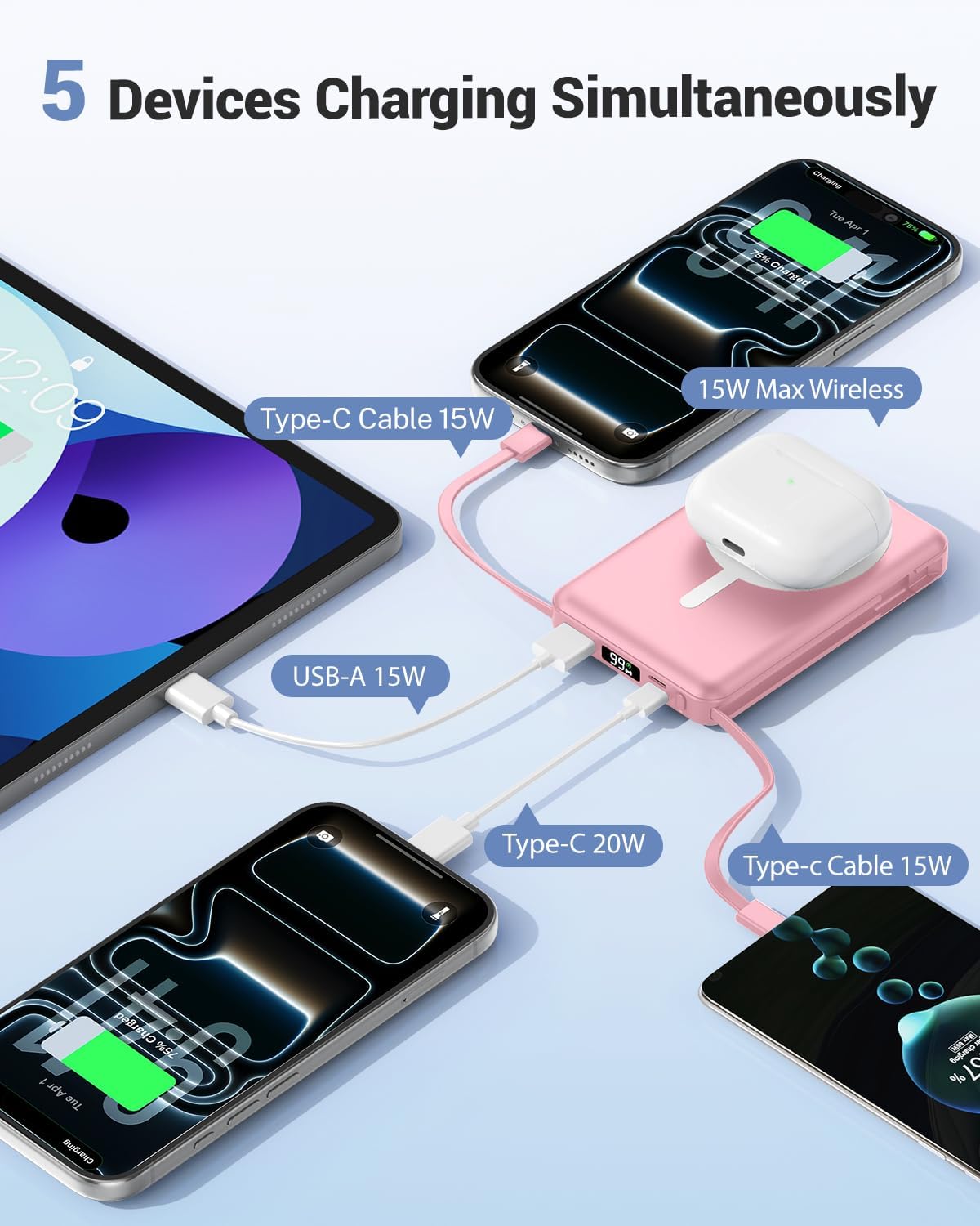 Магнитна външна батерия Power Bank 10000mAh 15W – допълнителна снимка 3