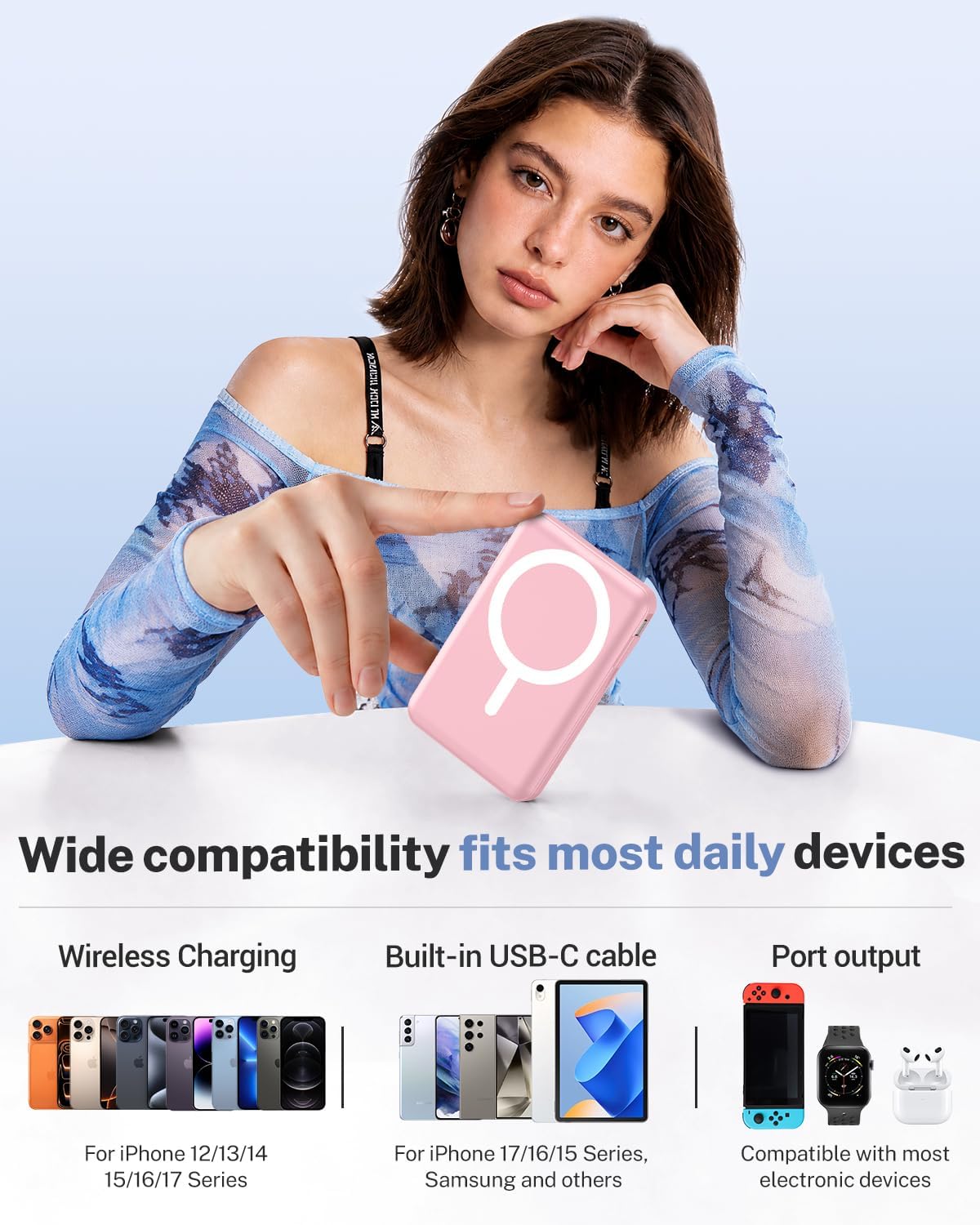 Магнитна външна батерия Power Bank 10000mAh 15W – допълнителна снимка 5