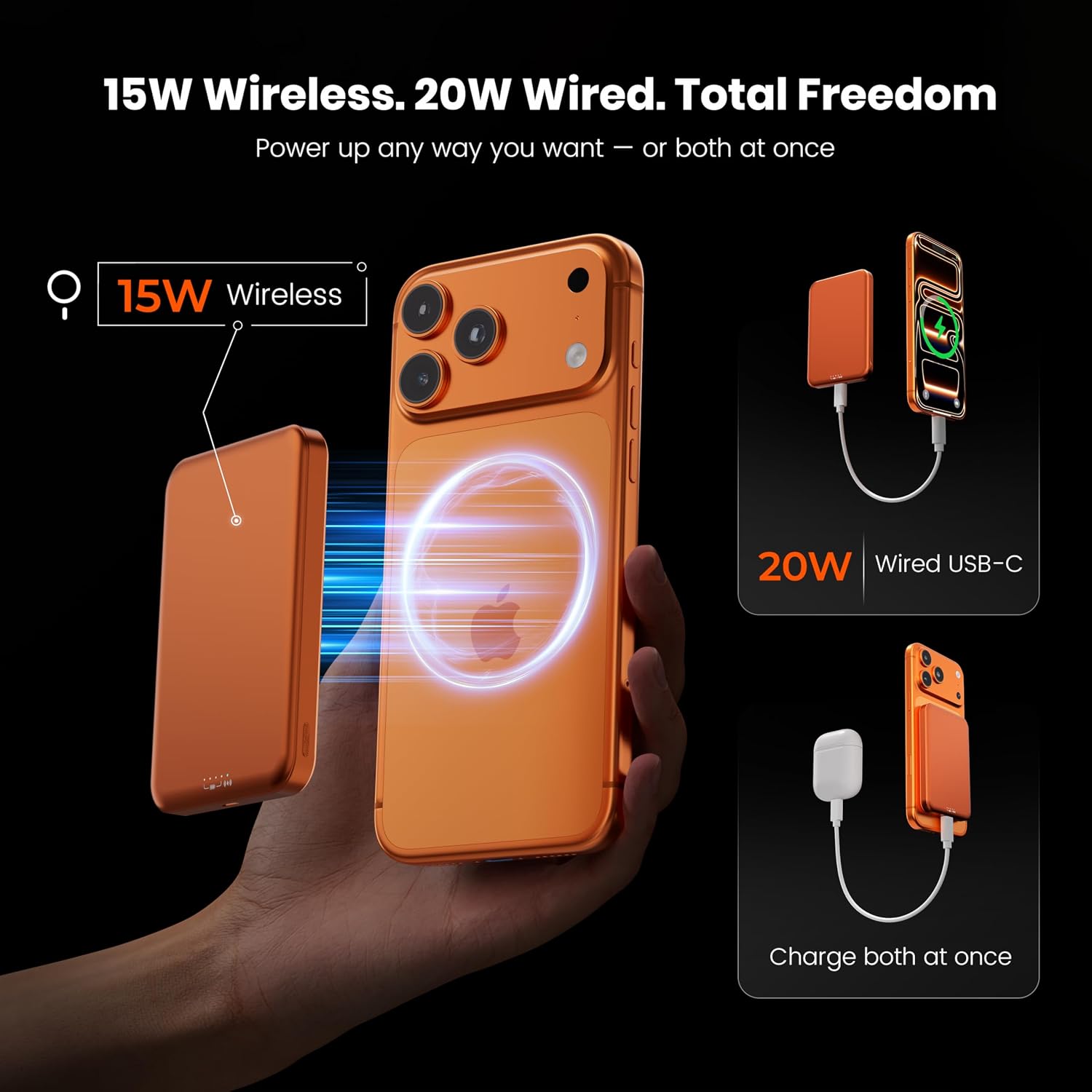 Магнитна външна батерия Power Bank 10000mAh Qi2 – допълнителна снимка 3
