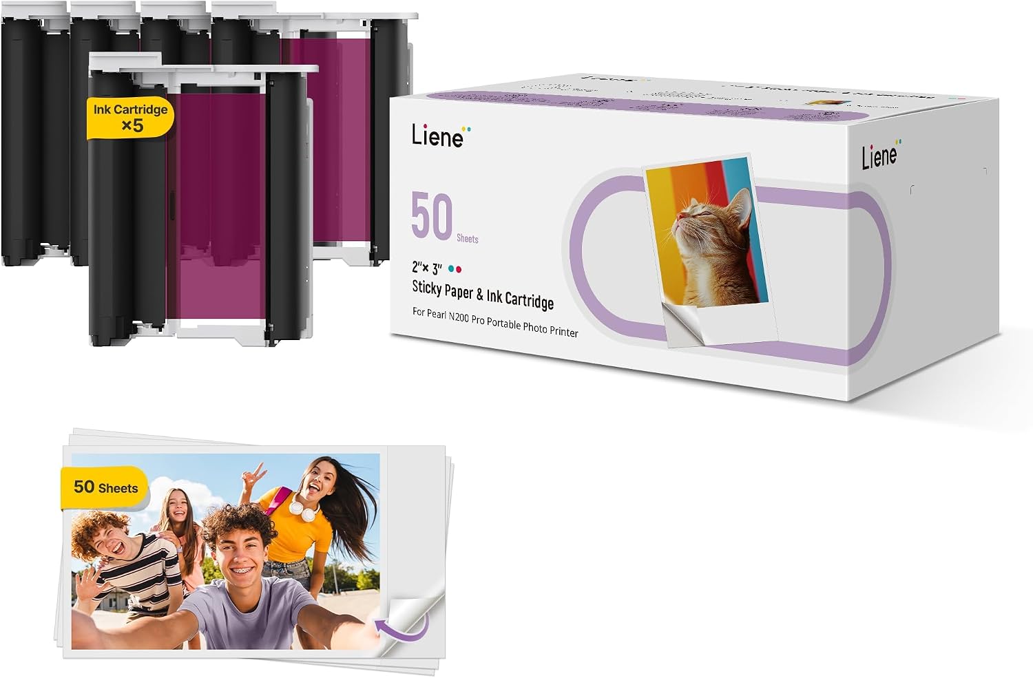 Liene Pearl N200 Pro – фотохартия 50 листа + 5 рибона, 5x7.6 см – допълнителна снимка 2