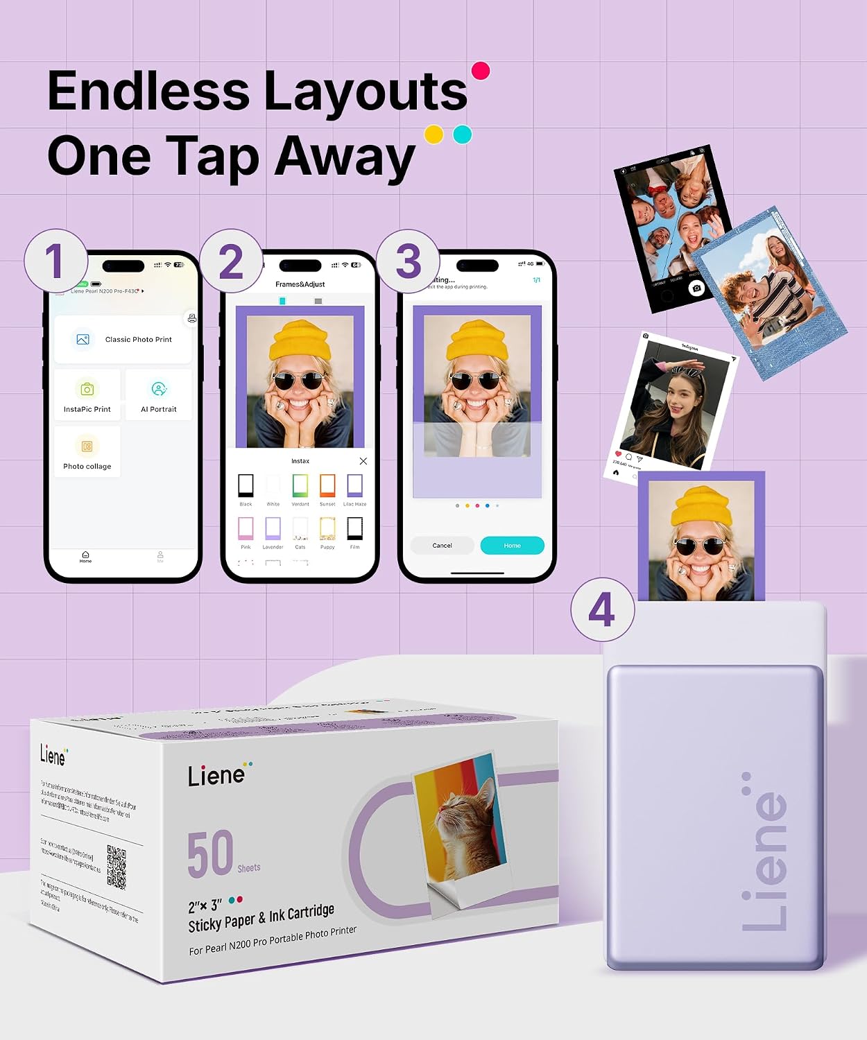 Liene Pearl N200 Pro – фотохартия 50 листа + 5 рибона, 5x7.6 см – допълнителна снимка 3